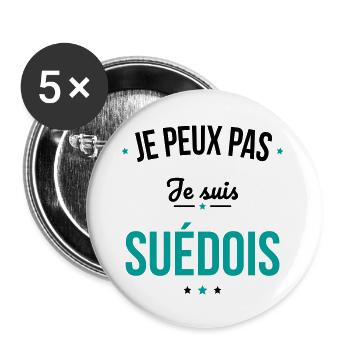 Je peux pas je suis Suédois - Lot de 5 grands badges (56 mm) - blanc - Devant