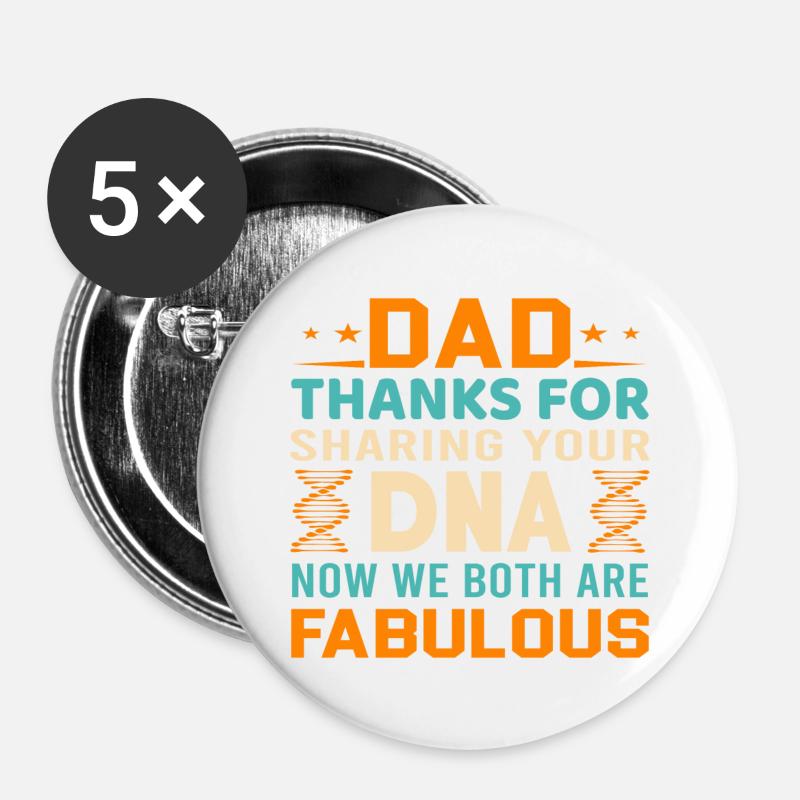 Funny Father's Day gift shape for son and daughter - Buttons large 2.2''/56 mm (5-pack) - white