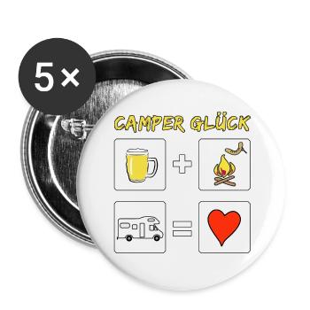 camper glück wohnmobil - Buttons groß 56 mm (5er Pack) - Weiß - Vorne