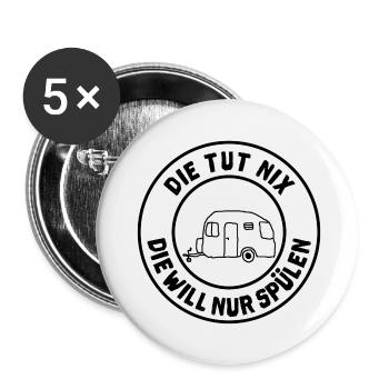 die tut nix wohnwagen - Buttons groß 56 mm (5er Pack) - Weiß - Vorne