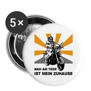 nah am teer motorrad - Buttons groß 56 mm (5er Pack) - Weiß - Vorne