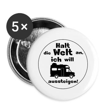 halt die welt an weltenbummler - Buttons groß 56 mm (5er Pack) - Weiß - Vorne