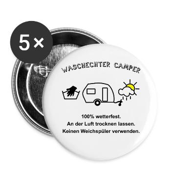 waschechter camper wohnwagen - Buttons groß 56 mm (5er Pack) - Weiß - Vorne