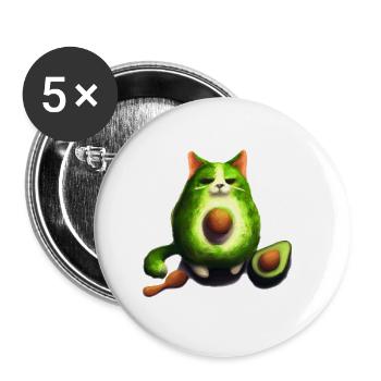 Avocado Cat - Buttons groß 56 mm (5er Pack) - Weiß - Vorne