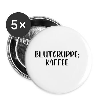 Blutgruppe Kaffee - Buttons groß 56 mm (5er Pack) - Weiß - Vorne