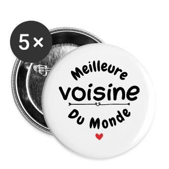 meilleure voisine du monde - Lot de 5 grands badges (56 mm) - blanc - Devant