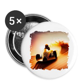 La vitesse compte dans les courses de karting - Lot de 5 grands badges (56 mm) - blanc - Devant