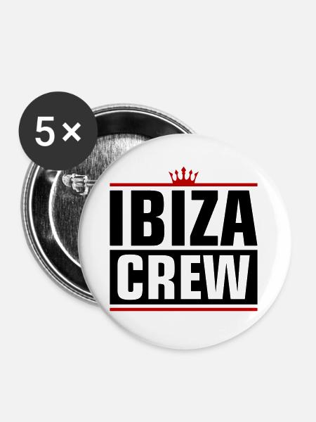Ibiza Crew - Buttons groß 56 mm (5er Pack) - Weiß