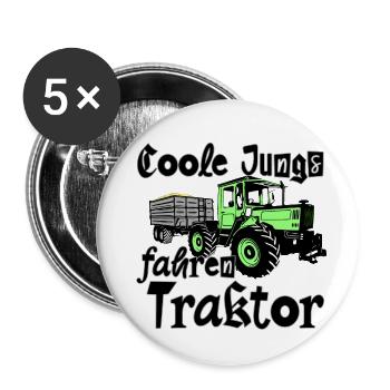 Coole Jungs fahren Traktor - MB Trac - Unimog - Buttons groß 56 mm (5er Pack) - Weiß - Vorne