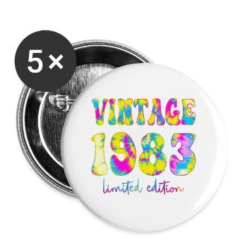 Vintage 1983 Limited Edition Tie Dye, Birthday gif - Buttons large 2.2''/56 mm (5-pack) - white - Front