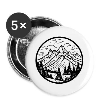 Mountains Symbol Silhouette - Buttons large 2.2''/56 mm (5-pack) - white - Front