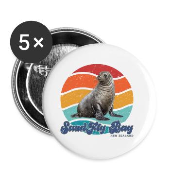 Sandfly Bay style rétro néo-zélandais - Lot de 5 grands badges (56 mm) - blanc - Devant