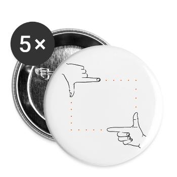 Handzeichen Bildausschnitt – 2 Farben - Buttons groß 56 mm (5er Pack) - Weiß - Vorne