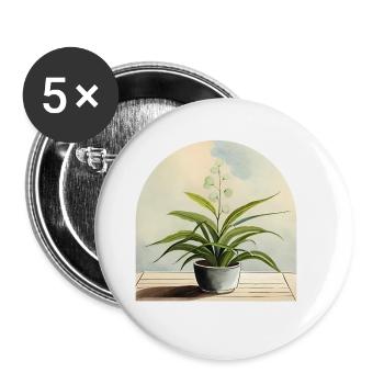 Pflanze ästhetisch in Wasserfarben - Buttons groß 56 mm (5er Pack) - Weiß - Vorne