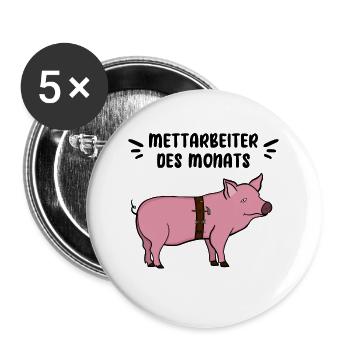 METTARBEITER SCHWEIN MITARBEITER KOLLEGE ARBEIT - Buttons groß 56 mm (5er Pack) - Weiß - Vorne