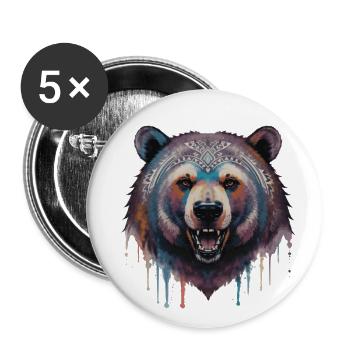 Ours tribal - Lot de 5 grands badges (56 mm) - blanc - Devant