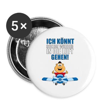 PILOT - FLUGZEUG - FLIEGEN - FLIEGER - SUPER - GUT - Buttons groß 56 mm (5er Pack) - Weiß - Vorne