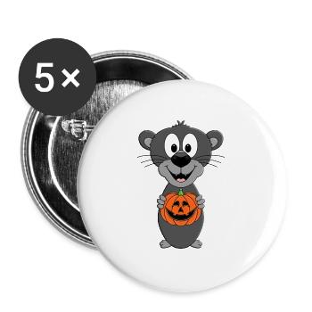 KÜRBIS - PANTHER - HALLOWEEN - TIER - TIERISCH - Buttons groß 56 mm (5er Pack) - Weiß - Vorne
