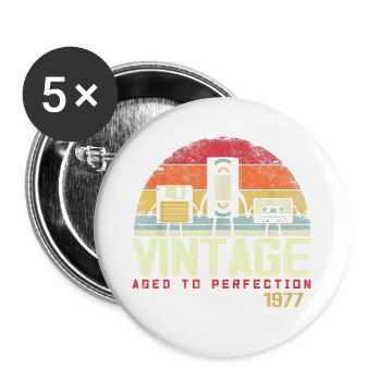 Vintage 1977 Gift - Buttons large 2.2''/56 mm (5-pack) - white - Front