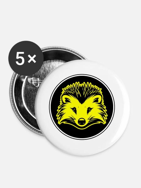 Igel Tier - Buttons groß 56 mm (5er Pack) - Weiß