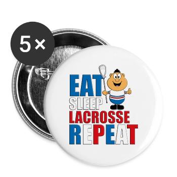 LACROSSE - SPORT - LIEBE - SPORTART - SPORTLER - Buttons groß 56 mm (5er Pack) - Weiß - Vorne