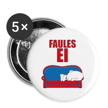 FAULES EI - SOFA - EIER - CHILLEN - RALAXEN - FAUL - Buttons groß 56 mm (5er Pack) - Weiß - Vorne