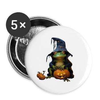 Halloween Frosch - Buttons groß 56 mm (5er Pack) - Weiß - Vorne