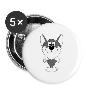 HUND - HUSKY - SCHLITTENHUND - TIERISCH - GUT - Buttons groß 56 mm (5er Pack) - Weiß - Vorne