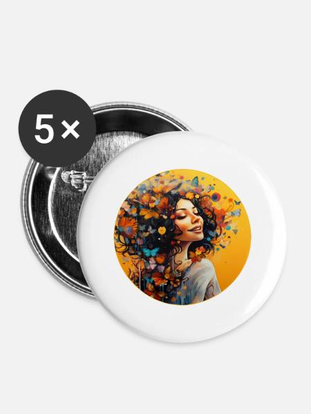 Mutter Natur - Buttons groß 56 mm (5er Pack) - Weiß