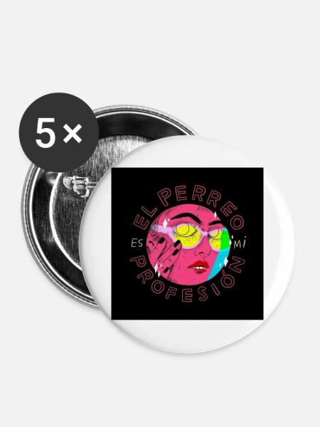 perreo - Paquete de 5 chapas grandes (56 mm) - blanco