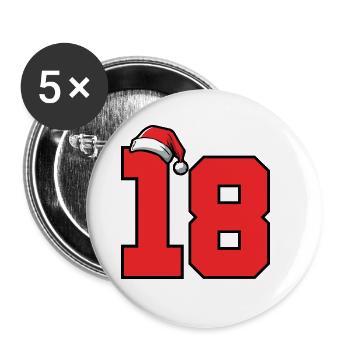 18 Zahl Weihnachten - Buttons groß 56 mm (5er Pack) - Weiß - Vorne