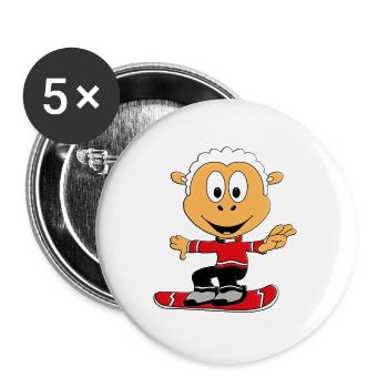 SCHAF - SNOWBOARD - WINTERSPORT - SPORT - TIER - Buttons groß 56 mm (5er Pack) - Weiß - Vorne