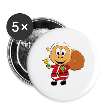 SCHAF - WEIHNACHTSMANN - TIER - TIERISCH - Buttons groß 56 mm (5er Pack) - Weiß - Vorne