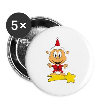 SCHAF - WEIHNACHTSMANN - STERNSCHNUPPE - Buttons groß 56 mm (5er Pack) - Weiß - Vorne