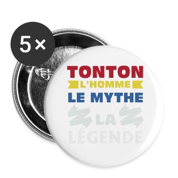 Cadeau Super Tonton Anniversaire Futur Tonton - Lot de 5 grands badges (56 mm) - blanc - Devant