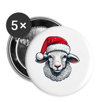 Sheep Christmas Animal Head Lamb - Buttons large 2.2''/56 mm (5-pack) - white - Front