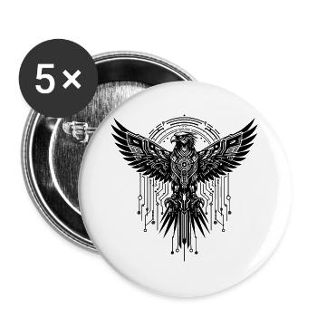 ADLER GREIFVOGEL CYBER MECHANISCH FUTURISTISCH - Buttons groß 56 mm (5er Pack) - Weiß - Vorne