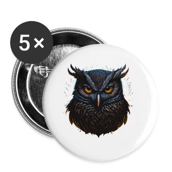 Cute Owls Face - Buttons groß 56 mm (5er Pack) - Weiß - Vorne