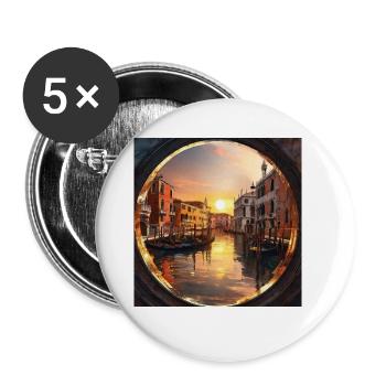 Venice, gold, sunset, reflection - Buttons large 2.2''/56 mm (5-pack) - white - Front
