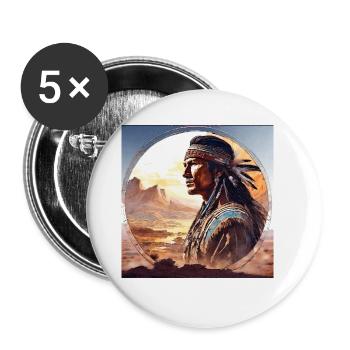 Indien, Portrait, Paysage, Cercle, Côté, Aquarelle - Lot de 5 grands badges (56 mm) - blanc - Devant