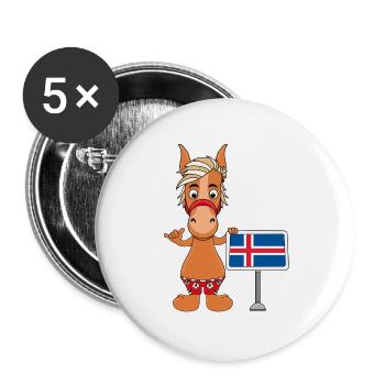 PFERD - PONY - ISLAND - ISLÄNDER - ISLANDPFERD - Buttons groß 56 mm (5er Pack) - Weiß - Vorne