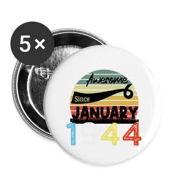 Awesome seit Januar 1944 Jahrgang 80 Jahre Geburtstag - Buttons groß 56 mm (5er Pack) - Weiß - Vorne