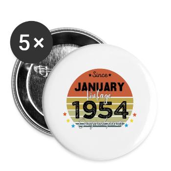 70 Jahre alt Baujahr 1954 Jahrgang Januar 1954 - Buttons groß 56 mm (5er Pack) - Weiß - Vorne