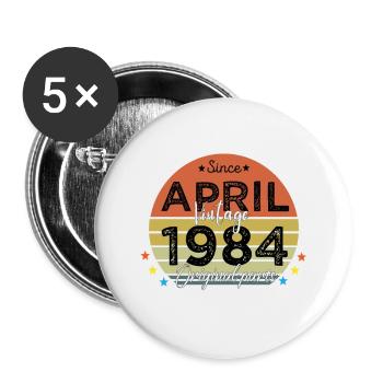 40 Years Old Made In 1984 Vintage April 1984 - Lot de 5 grands badges (56 mm) - blanc - Devant