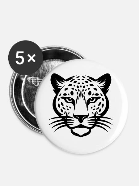 Gepard Kopf - Buttons groß 56 mm (5er Pack) - Weiß