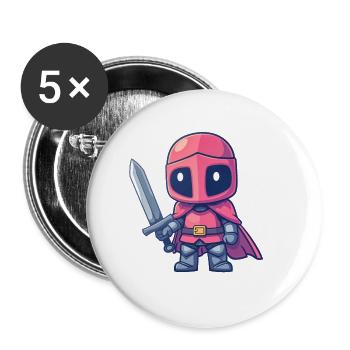 Tapferer Ritter im Comicstil für Kinder - Buttons groß 56 mm (5er Pack) - Weiß - Vorne