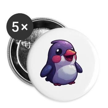Niedlicher Pinguin – Comic-Stil Design für Kinder - Buttons groß 56 mm (5er Pack) - Weiß - Vorne