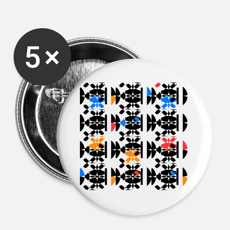 Geometric & Colorful Patterns - Buttons large 2.2''/56 mm (5-pack) - white