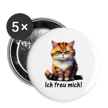 Ich freu mich! ♥ EmotiCatz - Buttons groß 56 mm (5er Pack) - Weiß - Vorne