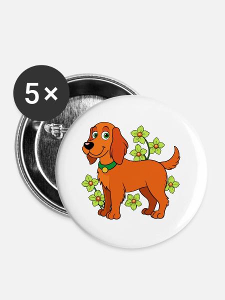 Irischer Setter - Buttons groß 56 mm (5er Pack) - Weiß
